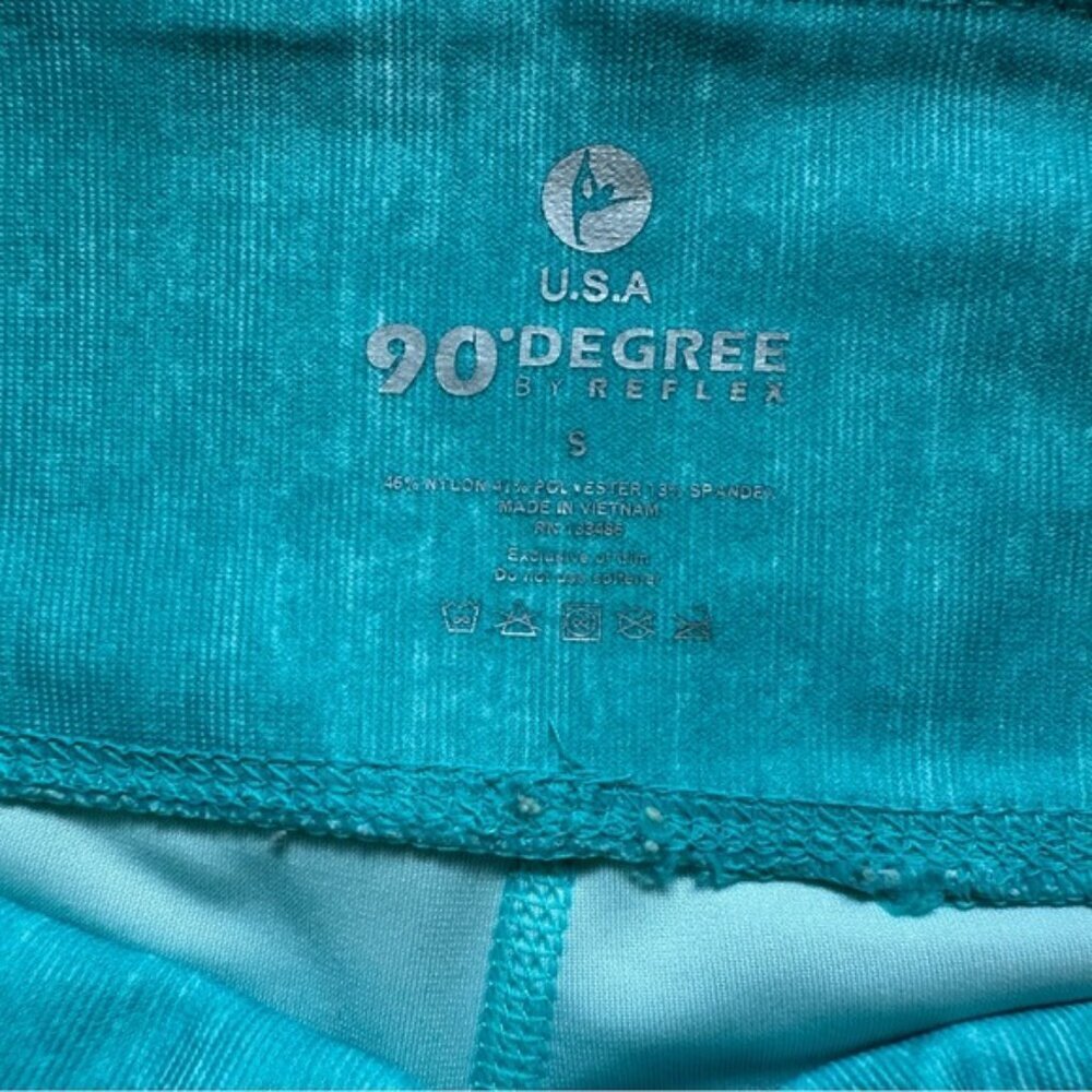 90 Degree By Reflex Aqua Blue Crop Yoga Leggings Athleisure Capri Pants - XS - Picture 7 of 11